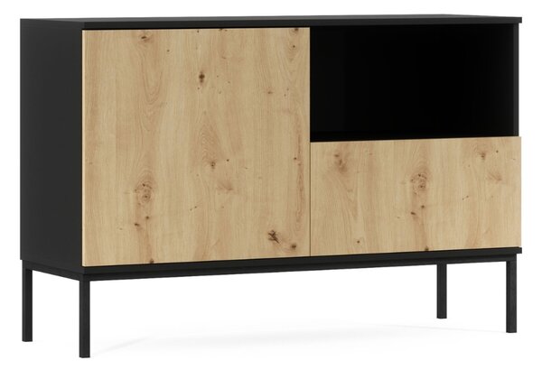 Komoda LANZZI 120x40 cm, crna/dub