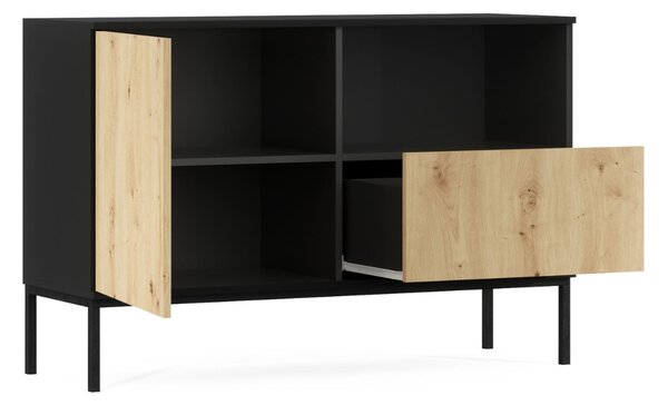 Komoda LANZZI 120x40 cm, crna/dub