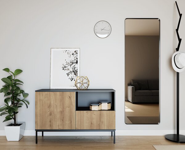 Komoda LANZZI 120x40 cm, crna/dub