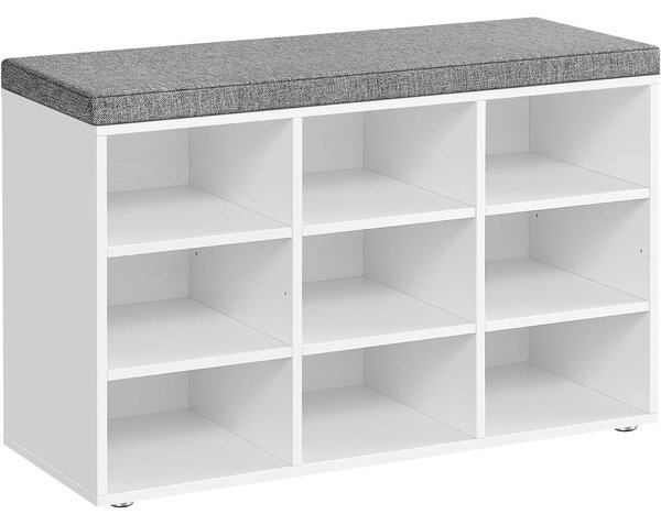 Klupa za pohranu obuće s 9 pretinaca, 30,3 x 78,5 x 48 cm, siva i bijela | VASAGLE