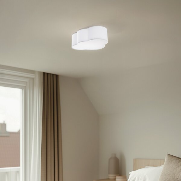 TK Lighting Stropna svjetiljka Cloud, tekstil, 41 x 31 cm, bijela, prigušiva, Bijela, Dnevni boravak/blagovaonica, Tkanina / tekstil