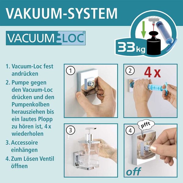 Samostojeći držač toaletnog papira Wenko Vacuum-Loc Quadrio, kapaciteta do 33 kg