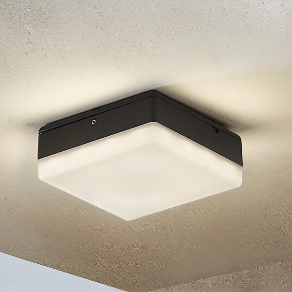 Lucande LED stropna svjetiljka Thilo, 16cm, antracit, senzor, IP54, Crno, Plastika