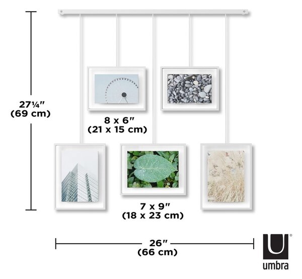 Bijeli metalni viseći okviri u setu 5 kom 66x69 cm Exhibit – Umbra