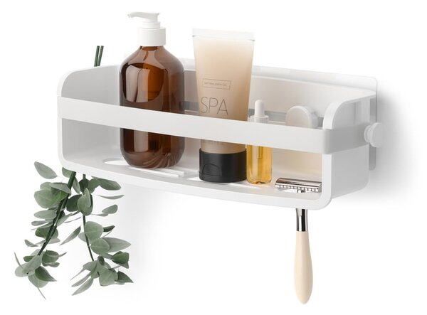 Bijela samoljepljiva kupaonska polica od reciklirane plastike Flex Adhesive – Umbra