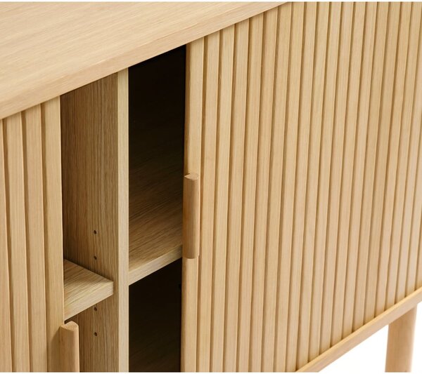 Niska komoda u dekoru hrasta s kliznim vratima u prirodnoj boji 76x160 cm Cavo – Unique Furniture