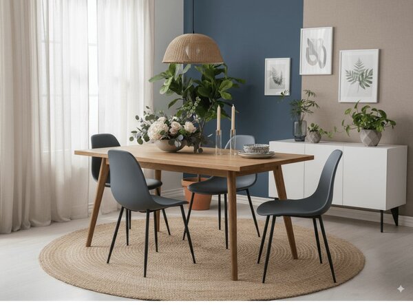 Set 2 škriljno sive stolice OSAKA s crnim nogama
