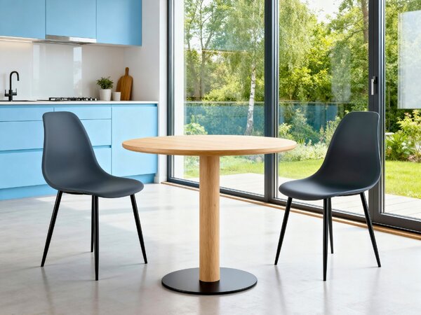 Set 2 škriljno sive stolice OSAKA s crnim nogama