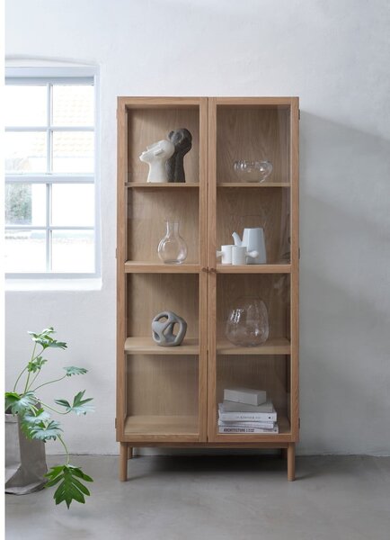 Vitrina od punog hrasta u prirodnoj boji 190x90 cm Elba – Unique Furniture