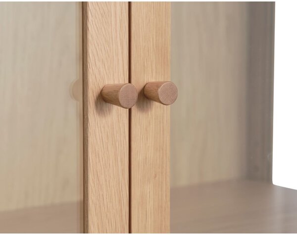 Vitrina od punog hrasta u prirodnoj boji 140x100 cm Elba – Unique Furniture