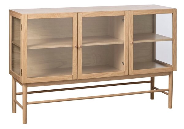 Vitrina od punog hrasta u prirodnoj boji 88x140 cm Elba – Unique Furniture