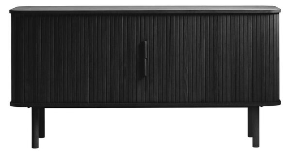 Crna niska komoda u dekoru hrasta s kliznim vratima 76x160 cm Cavo – Unique Furniture