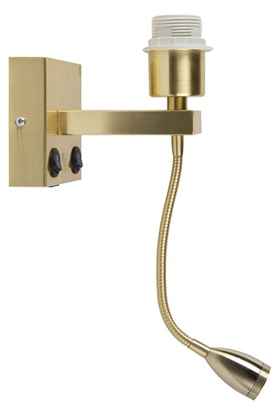 Zidna svjetiljka u stilu art deco zlatna s USB-om i fleksibilnom rukom - Brescia Combi