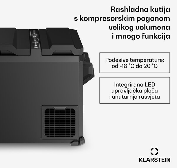 Klarstein Arctiq Duo hladnjak s kompresorom | 43 litre | 58 limenki | -18 do 20°C | Crni | 78 cm