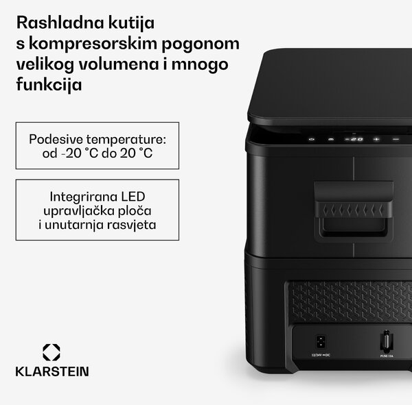 Klarstein Arctiq hladnjak s kompresorom | 27 litara | 36 limenki | -20 - 20°C | Crni | 60 cm