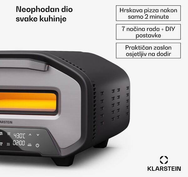 Klarstein PizzaForno električna peć za pizzu snage 1.700 W, 7 programa + memorijska funkcija, digitalni zaslon