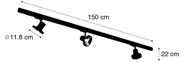 Moderni 3-fazni sustav rasvjete s 3 crna GU10 reflektora 111 mm lijevo - 3-fazni Jeany