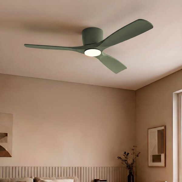 Lucande Moneno pametni LED stropni ventilator, zeleni, DC, Tuya, prigušiva, Zelena, Dnevni boravak/blagovaonica, Metal