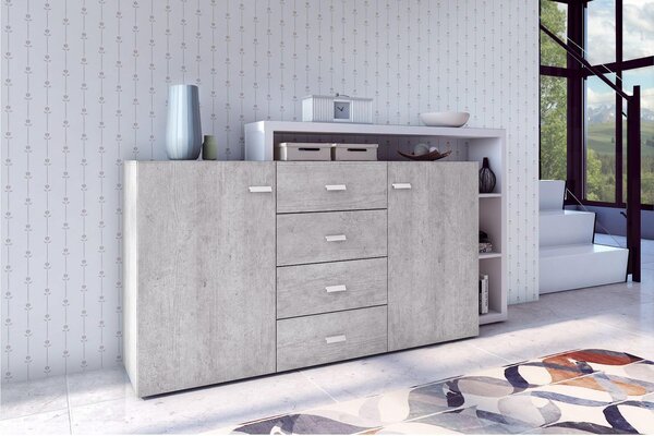 Komoda Bilsby Typ 27 (beton colorado + bijela)