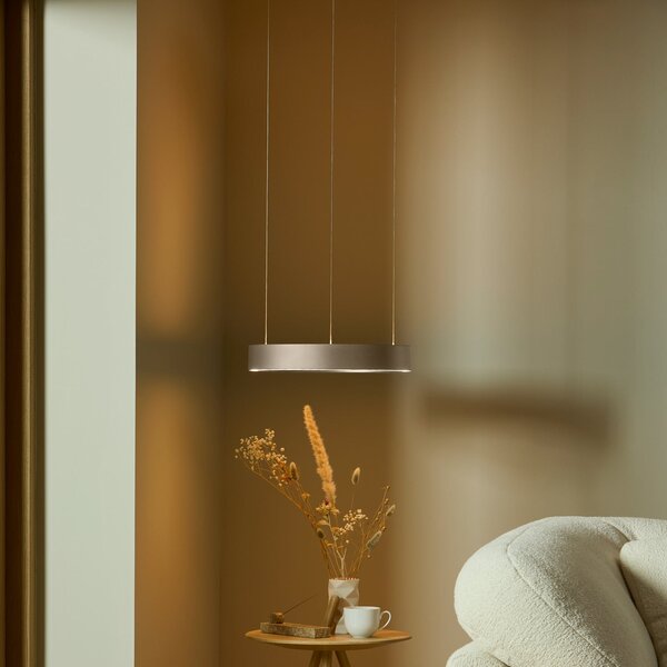 LOOM DESIGN Velora LED viseća svjetiljka, krem, Ø 40 cm, dimabilna, prigušiva, Bež, Dnevni boravak/blagovaonica, Aluminij