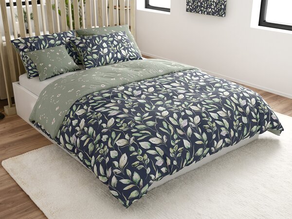 Posteljina od mikrovlakana SILVANE crno-zelena Dimenzije posteljine: 70 x 90 cm | 140 x 200 cm