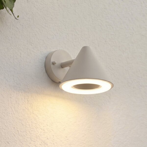 Lindby Soran vanjska zidna LED svjetiljka, taupe, metal, IP44, Sivo, Metal