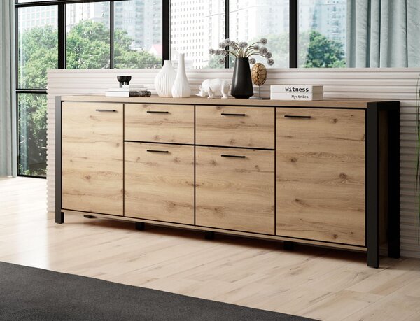 Komoda Armin Typ 25 (hrast taurus + mat crna)