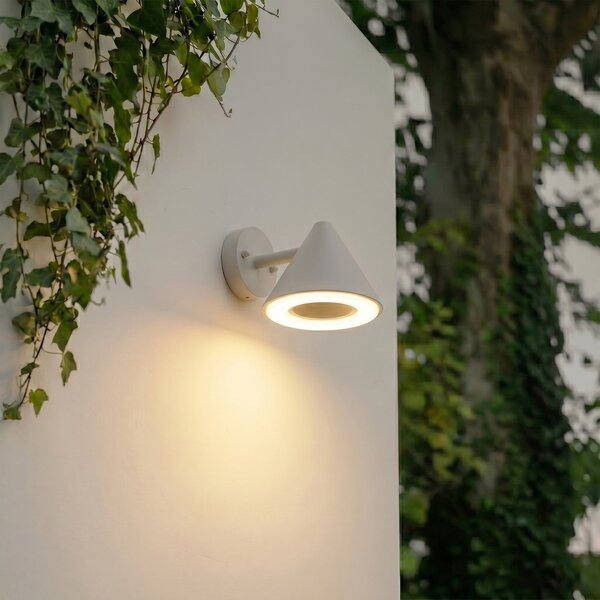 Lindby Soran vanjska zidna LED svjetiljka, taupe, metal, IP44, Sivo, Metal