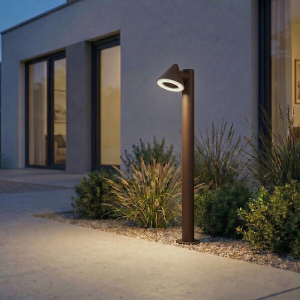 Lindby Soran LED staza svjetiljka, smeđa, 100 cm, metal, IP44, Smeđa / hrđa, Metal