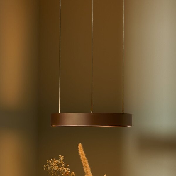 LOOM DESIGN Velora LED viseća svjetiljka, karamela smeđa, Ø40 cm, prigušiva, prigušiva, Smeđa / hrđa, Dnevni boravak/blagovaonica, Aluminij