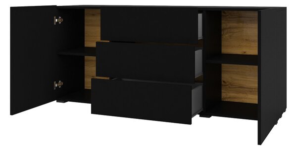 Komoda Avernic Typ 26 (onyx crna + hrast wotan)