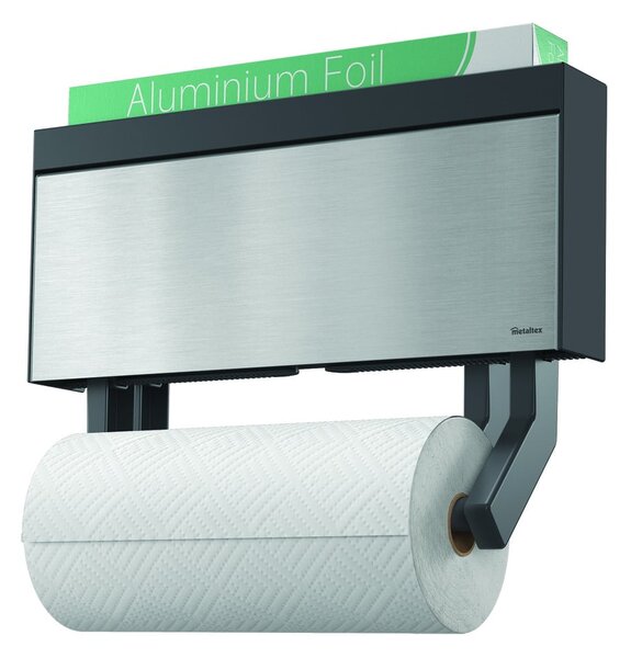 Zidni držač za kuhinjske role ubrusa i folija Metaltex Tango Inox