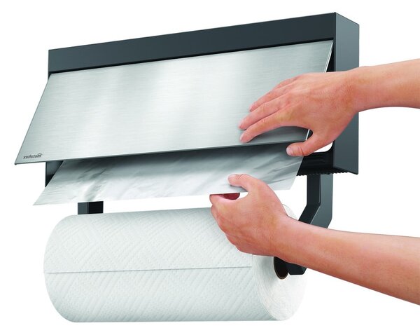 Zidni držač za kuhinjske role ubrusa i folija Metaltex Tango Inox