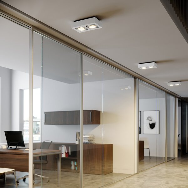 Arcchio stropni reflektor Ronka, 34 cm, 2 žarulje, bijeli, GU10, prigušiva, Bijela, Dnevni boravak/blagovaonica, Metal
