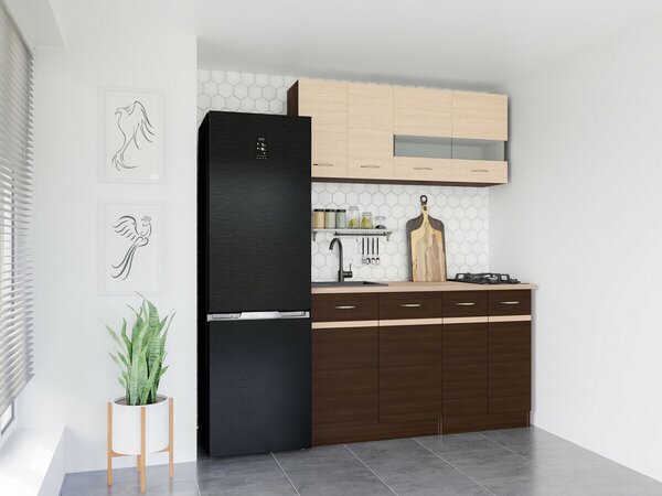 Modularan kuhinjski set Eli Dark 117, 140cm, Laminirani iveral