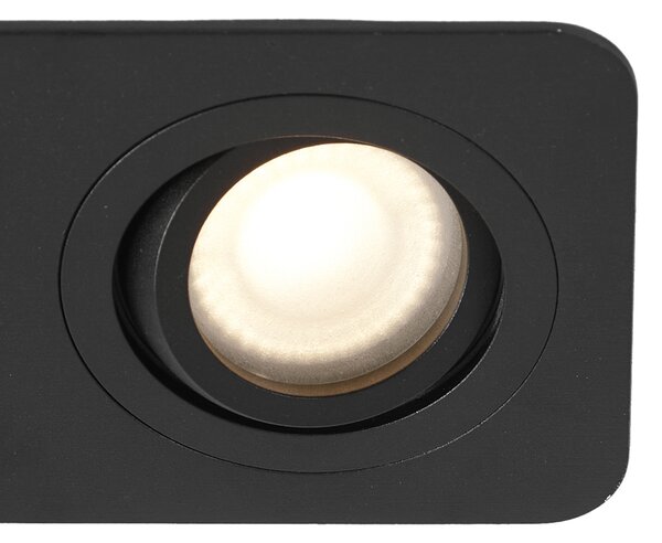 Zaobljeni ugradbeni reflektor crni GU10 50 mm rotirajući i nagibni IP44 2-svjetla - Alberto