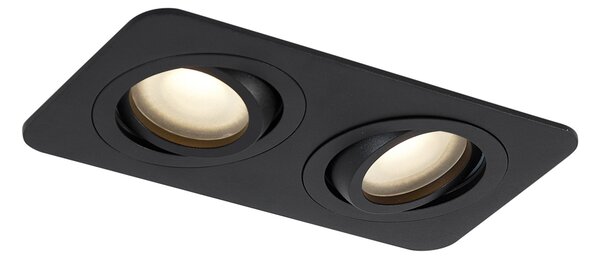 Zaobljeni ugradbeni reflektor crni GU10 50 mm rotirajući i nagibni IP44 2-svjetla - Alberto