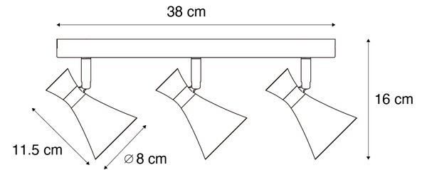 Moderna stropna svjetiljka crna s 3 svjetla podesiva - Triangle