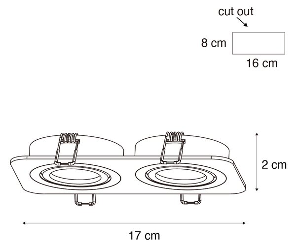 Set od 6 zaobljenih ugradbenih reflektora metalne boje GU10 50 mm podesivi IP44 2-svjetla - Alberto