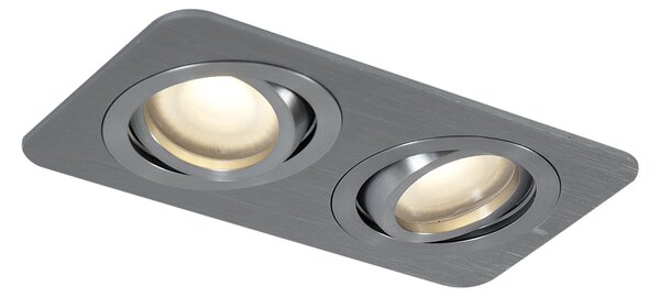 Zaobljeni ugradbeni reflektor metalno sive boje GU10 50 mm, rotirajući i nagibni IP44 2-svjetla - Alberto