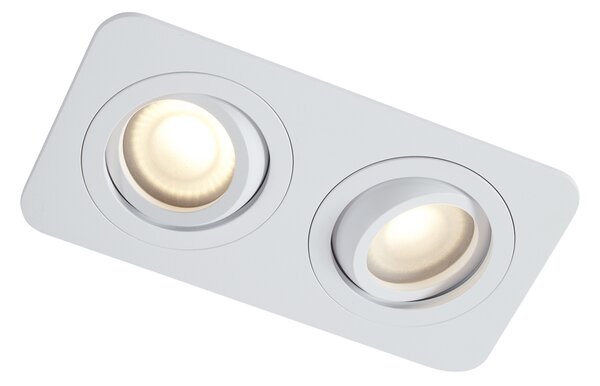 Set od 6 zaobljenih ugradbenih reflektora bijeli GU10 50mm rotirajući i nagibni IP44 2-svjetla - Alberto