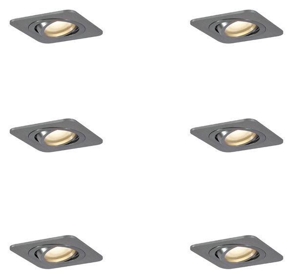 Set od 6 zaobljenih ugradbenih reflektora boje metala GU10 50 mm podesivi IP44 - Alberto