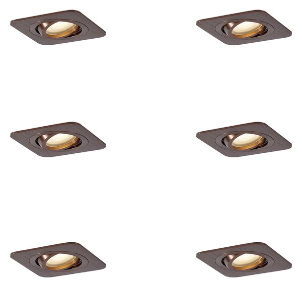 Set od 6 zaobljenih ugradbenih reflektora tamno brončane boje GU10 50mm IP44 - Alberto