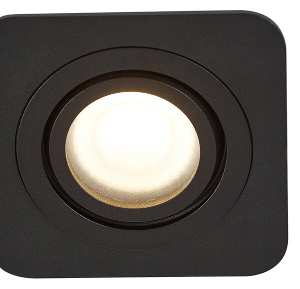 Set od 6 zaobljenih ugradbenih reflektora crni GU10 50 mm rotirajući i nagibni IP44 - Alberto