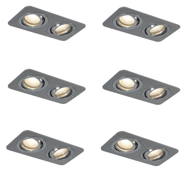 Set od 6 zaobljenih ugradbenih reflektora metalne boje GU10 50 mm podesivi IP44 2-svjetla - Alberto