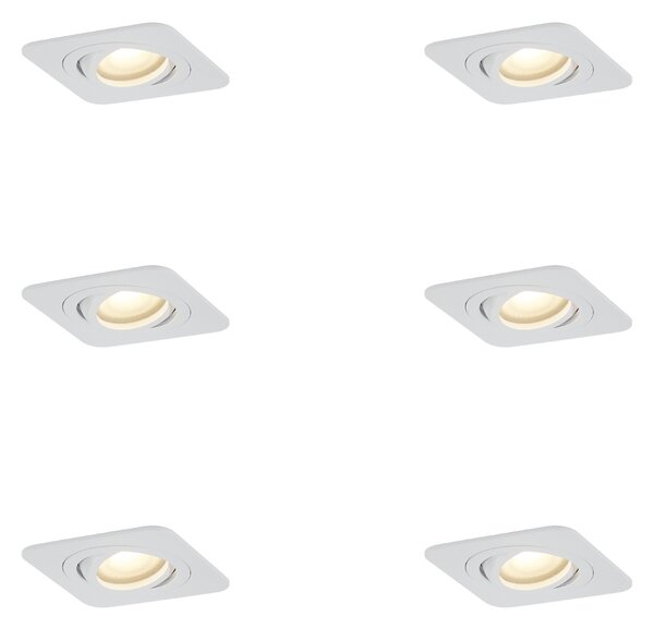 Set od 6 zaobljenih ugradbenih reflektora bijeli GU10 50 mm rotirajući i nagibni IP44 - Alberto