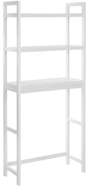 WC polica, troslojna kupaonska polica od bambusa, 63 x 163 x 26 cm, bijela | SONGMICS