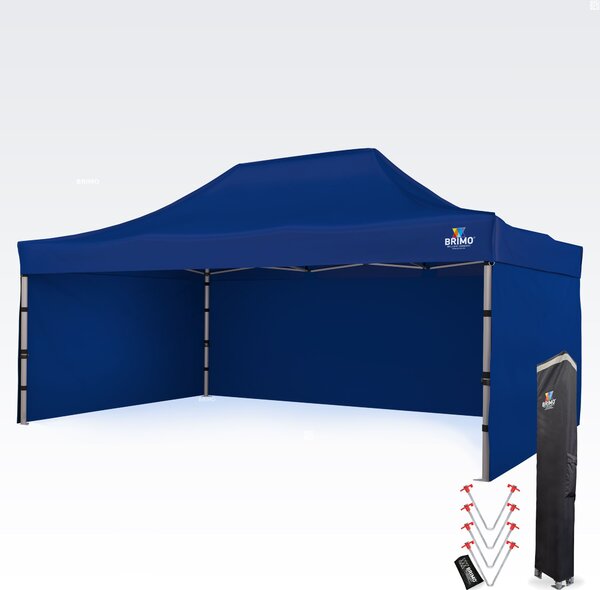 Reklamni šator 4x6 m Premium (Alu) s 3 stranice – Brzo postavljiv - sa 3 zida - Plava