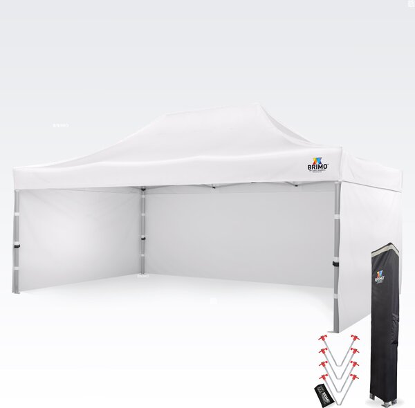 Reklamni šator 4x6 m Premium (Alu) s 3 stranice – Brzo postavljiv - sa 3 zida - Bijela