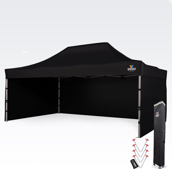 Reklamni šator 4x6 m Premium (Alu) s 3 stranice – Brzo postavljiv - sa 3 zida - Crno